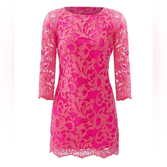 Lilly Pulitzer Bright Pink Lace Mini Dress - Picture 14 of 14